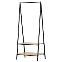 Stand Appendiabiti Guardaroba, Stile Contemporaneo, 2 Ripiani, in MDF e Acciaio, 64L x 43l x 149H cm, Nero