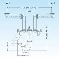 Sifone lira salvaspazio 2 vie attacco plastica bianco