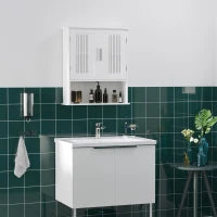 kleankin Mobiletto da Bagno a Muro Salvaspazio con Armadietto e Ripiano, 60x20x70 cm, Bianco