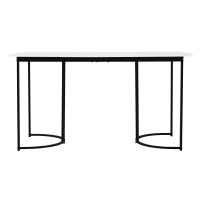 Tavolo da pranzo moderno 140 x 80 cm, con motivo marmo, struttura in metallo, per sala da pranzo e soggiorno, Bianco+Nero