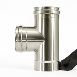 Raccordo t 90° doppia parete sp. 0,5 mm collegamento canale fumo canna fumaria *** misura Ø 180/230 mm, confezione 1