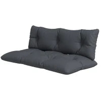 Set 2 Cuscini da Giardino per Divani e Pallet in Poliestere con Imbottitura Spessa, Grigio Carbone
