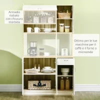 Mobile Buffet a 4 Porte per Cucina con 3 Armadietti, Cassetto e Piano d'Appoggio in Truciolato, 102x48x180 cm