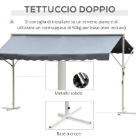 Tenda da Sole a Caduta Autoportante, Apertura con Manovella e Inclinazione Regolabile, 300x295cm, Grigio
