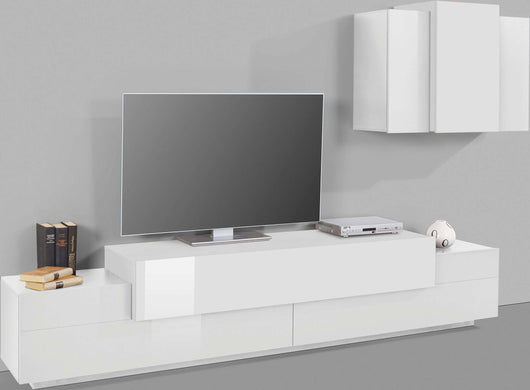 Parete attrezzata bianca design moderno porta TV pensile Stady WH