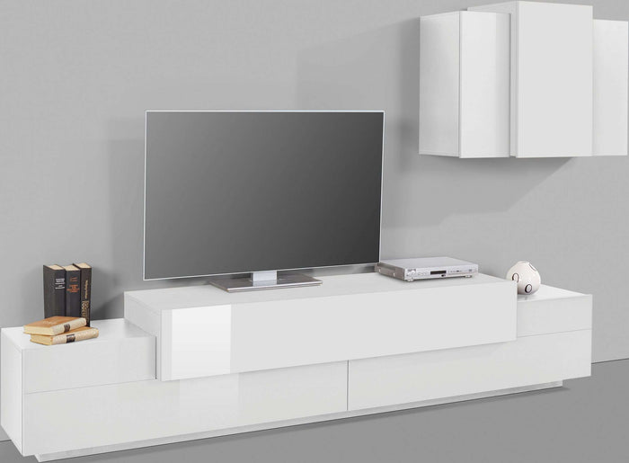 Parete attrezzata bianca design moderno porta TV pensile Stady WH