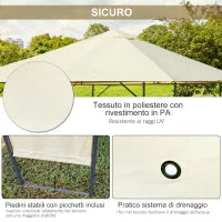 Gazebo 3x3 m con Tettuccio Rinforzato e 4 Viti, in Acciaio Verniciato a Polvere, Nero e Crema