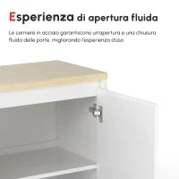 Mobile Multiuso con Armadietto a 2 Livelli in Truciolato e Ripiano regolabile, 80x37x75cm