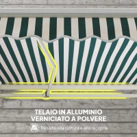 Tenda da Sole a Bracci Avvolgibile a Manovella in Metallo e Alluminio, 4x2.5m, Verde e Bianco