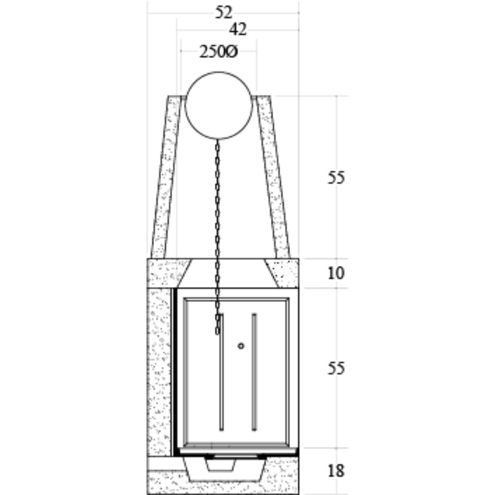 Camino legna prefabbricato ghisa focolare aperto reversibile ds90 tgh calore