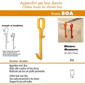 Pika' 1 appendino per box doccia boa satinato giallo 30 centimetri accessorio bagno