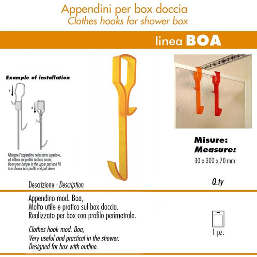 Pika' 1 appendino per box doccia boa satinato giallo 30 centimetri accessorio bagno