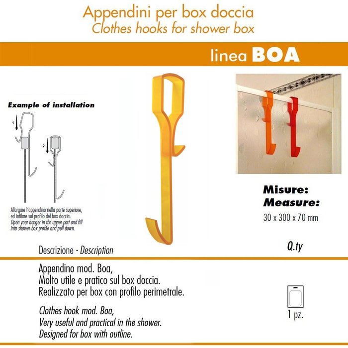 Pika' 1 appendino per box doccia boa satinato giallo 30 centimetri accessorio bagno