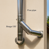 Raccordo braga 135° doppia parete metallica spessore 0,5 mm canna fumaria *** misura Ø 150/200 mm, confezione 1