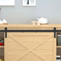 Kit per Porta Scorrevole in Legno con Binario 200cm e Portata 20kg, Nero