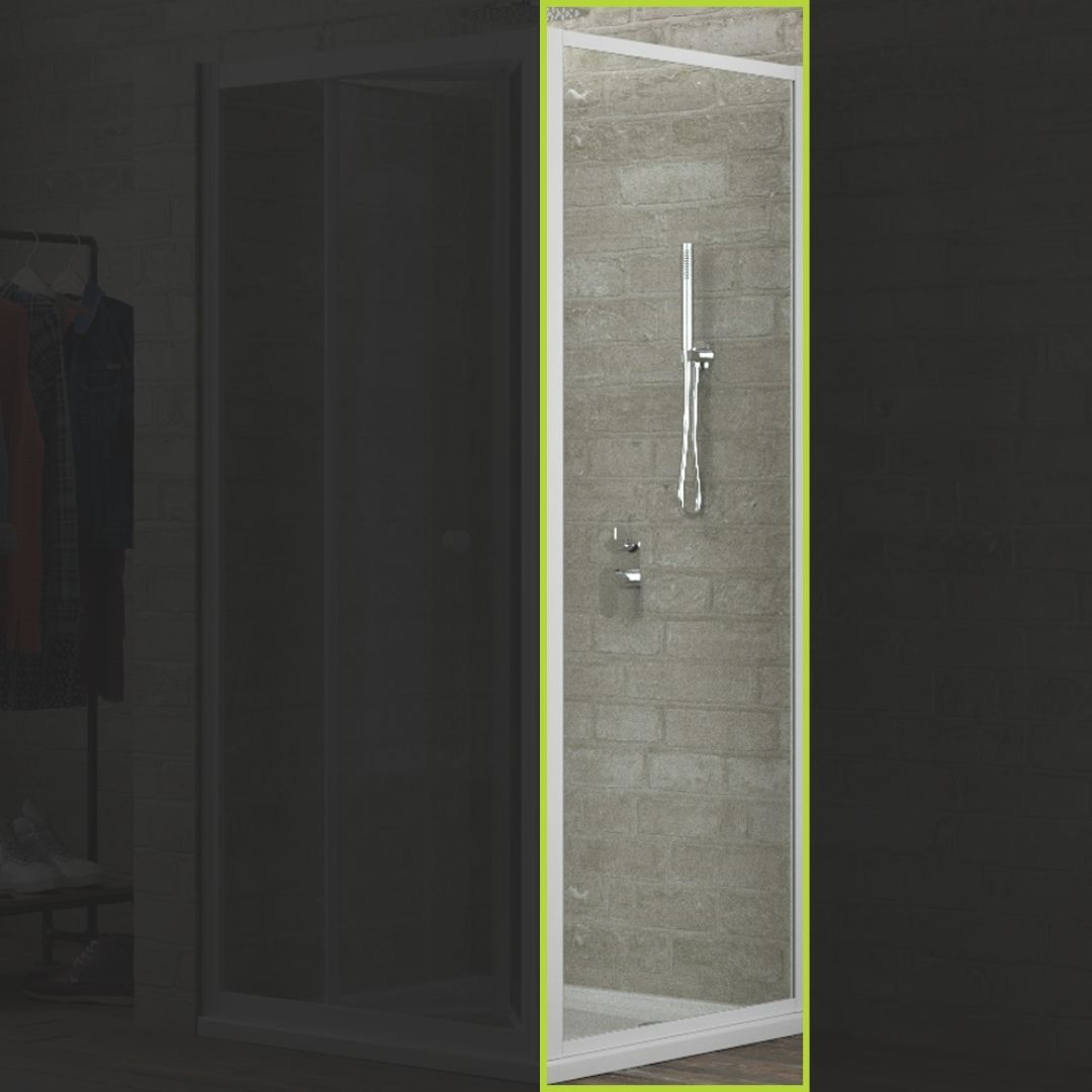 Ogomondo lato fisso per box doccia book bianco cristallo temprato *** misure 78-80xh190 cm trasparente, confezione 1