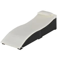 Lettino Sdraio Prendisole Pieghevole in Rattan Sintetico con Poggiatesta Rimovibile per Giardino, Terrazzo ed Esterni, 198x68x50cm