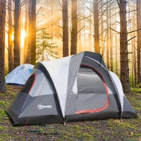 Tenda da campeggio per 2-3 persone, impermeabile, con finestre a doppio strato in rete, 355 x 190 x 170 cm, grigio