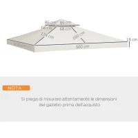 Copertura per Gazebo da Giardino Tetto Sostitutivo Anti-UV Impermeabile in Poliestere 3x3m Crema