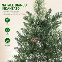 Albero di Natale Piccolo Alto 60 cm con 35 Luci LED Bianche, 64 Rami Ignifughi con Pigne, Verde