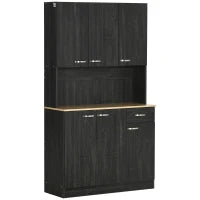 Credenza Cucina Alto con Cassetti e Armadietti, Mobile Dispensa Alto in Legno,101x39x180 cm, Nero | Aosom Italy