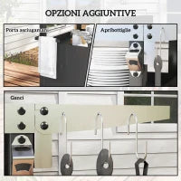 Carrello per Barbecue con Armadietto, Ripiano Aperto e Tavolino Laterale, in Acciaio Inox, 116x50x93 cm, Nero