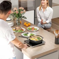 Piastra a Induzione a Potenza e Temperatura Regolabile con Pannello Touch, in Plastica e Vetro, 31x27x4.2 cm, Nero