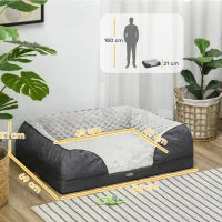 Lettino per Cani Taglia Media Imbottito con Cuscino Rimovibile Lavabile, 90x69x21cm, Grigio Carbone