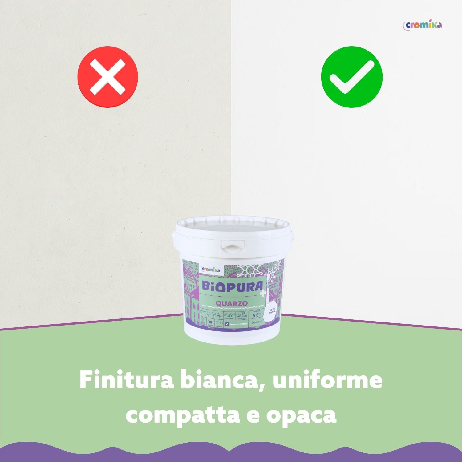 Pittura quarzo antialga interni esterni finitura opaca linea biopura cromika *** formato 5 lt, confezione 1
