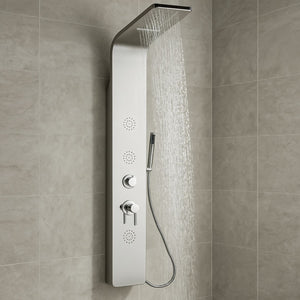 Colonna doccia 007 4 funzioni acciaio inox 3 bocchette idro lombari 20x53x150 cm *** finitura- cromo lucido, confezio...