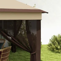 Gazebo 3x3 Regolabile su 3 Livelli con Pareti Rimovibili, in Acciaio e tessuto Oxford, color Caffè e Beige
