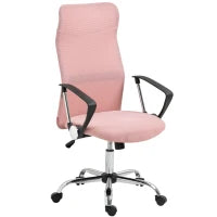 Sedia Ergonomica da Ufficio Girevole, Altezza Regolabile e Schienale a Rete, 63x65x109-119 cm, Rosa