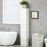 kleankin Colonna Bagno con Cassetto e 2 Armadietti Bianco Lucido, 30x28x170cm