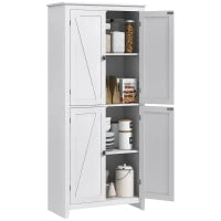 Mobile Cucina a 4 Ante con Mensole Regolabili e Base Rialzata in Legno, 80x40x182cm, Bianco