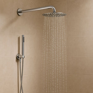 Set per doccia soffione tondo in acciaio inox 250 millimetri effetto spazzolato *** confezione 1