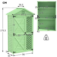 Capanno per archiviazione da giardino in legno, resistente alle intemperie, ampio spazio 101,5x56,5x175,3 cm, verde