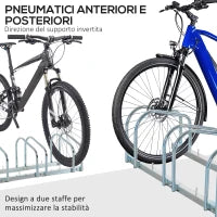 Rastrelliera Portabiciclette Parcheggio per 3 Biciclette Tubi d'acciaio