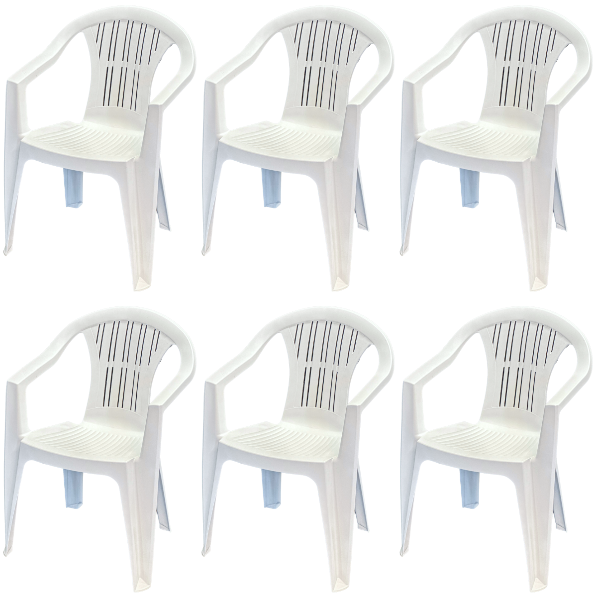 Sedia Da Giardino In Plastica Con Braccioli Impilabile - Set di 6 Sedie Per Esterno - Ratak - Bianca
