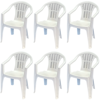 Sedia Da Giardino In Plastica Con Braccioli Impilabile - Set di 6 Sedie Per Esterno - Ratak - Bianca
