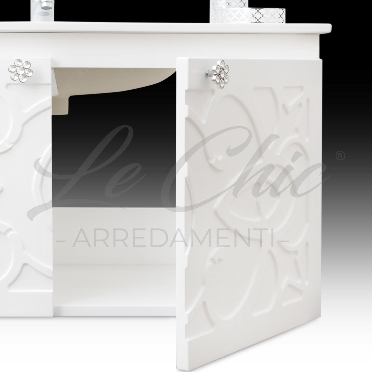 Mobile bagno moderno completo - 100 cm, Specchiera rettangolare led