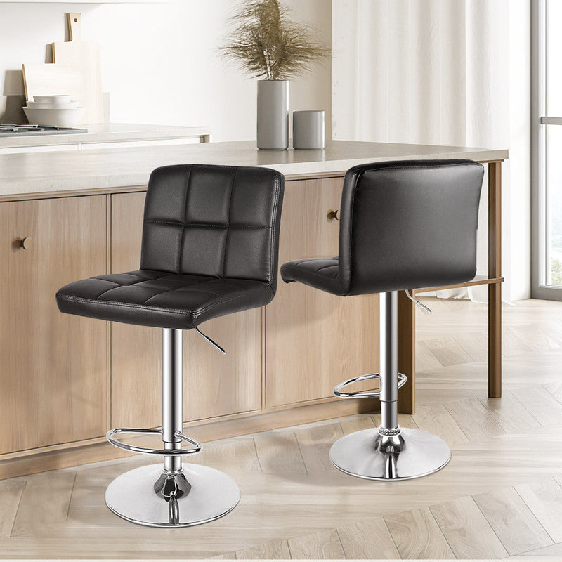 Set di 2 sgabelli da bar in pelle PU - RATTANTREE - regolabile in altezza, sgabello da cucina con schienale - Nero