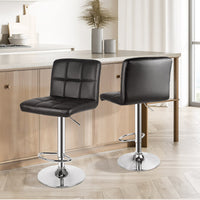 Set di 2 sgabelli da bar in pelle PU - RATTANTREE - regolabile in altezza, sgabello da cucina con schienale - Nero