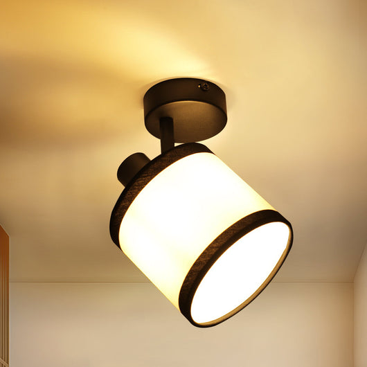ZMH Faretto da soffitto neri 1 fiamma E14 tessuto orientabili vintage retrò per corridoio senza lampadina