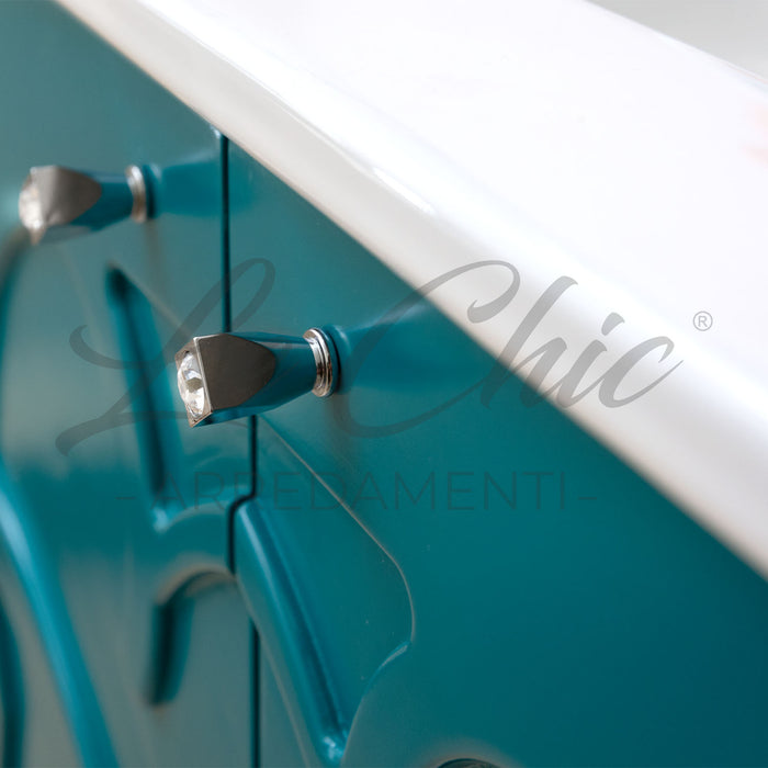 Mobile moderno sospeso Luxury verde smeraldo - 120 cm, Specchiera con applicco