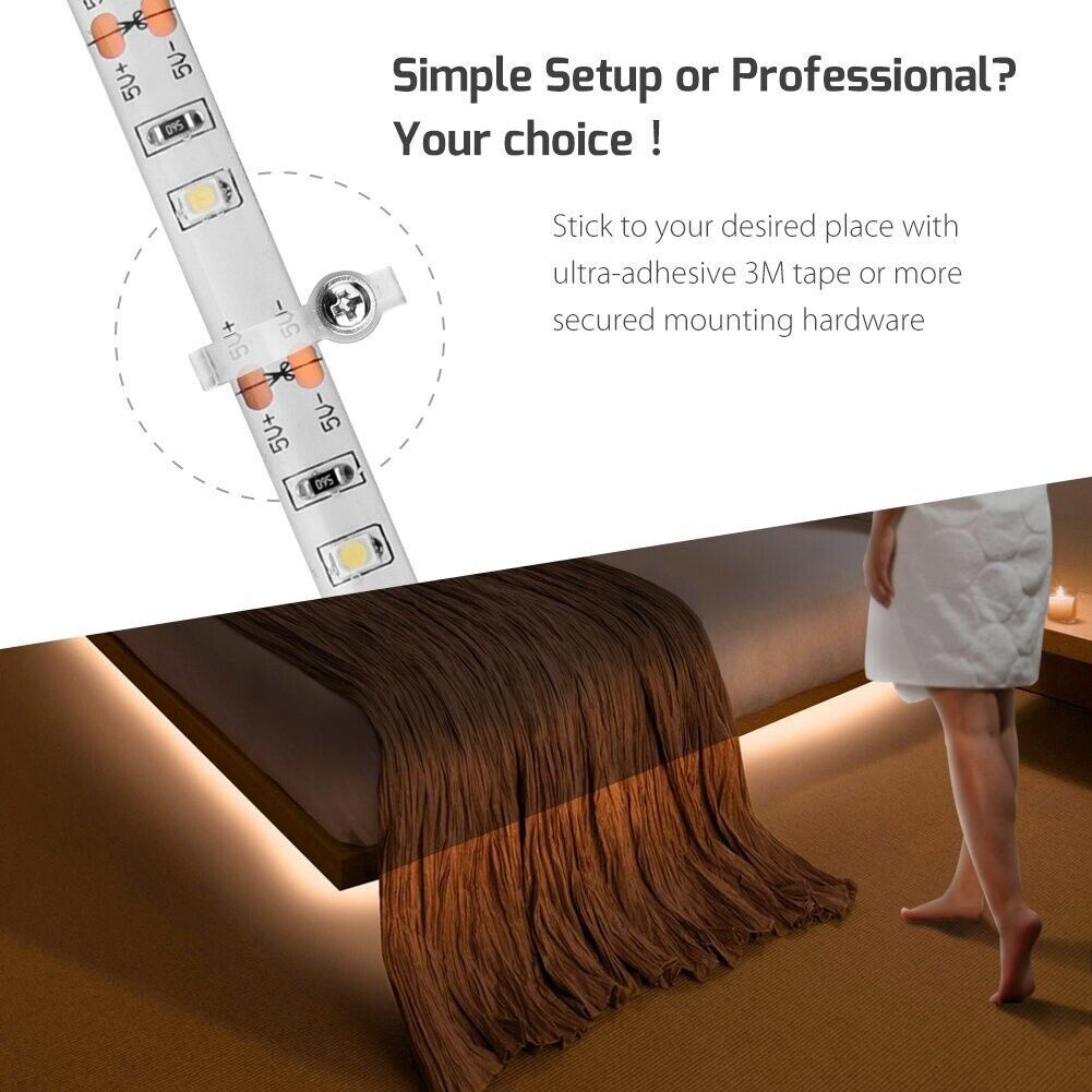 1 MT STRISCIA LED CON SENSORE DI MOVIMENTO LUCE BIANCA 6000K ARMADI LETTO