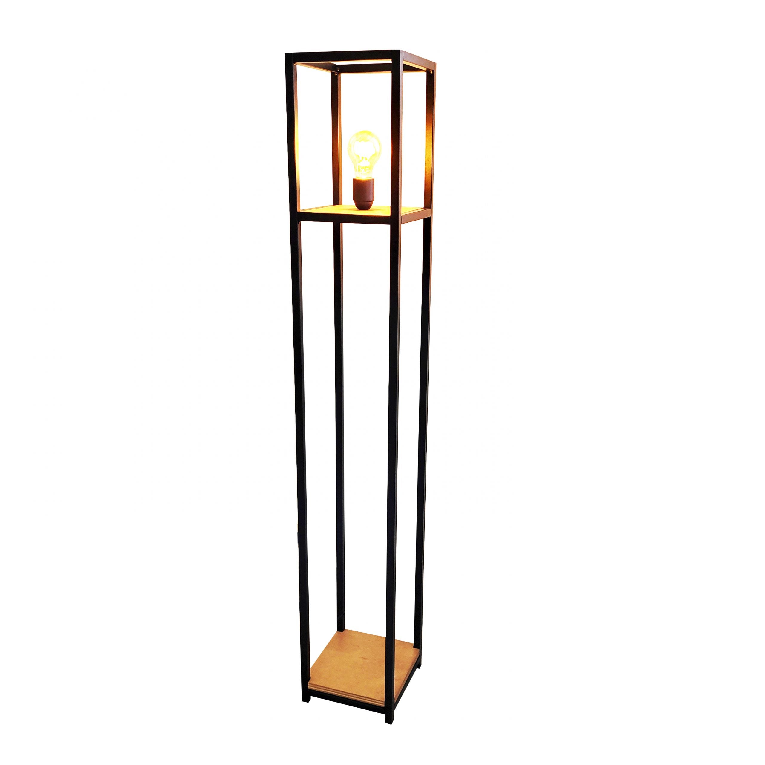 Sloth Lampada da pavimento in metallo e legno, stile industrial