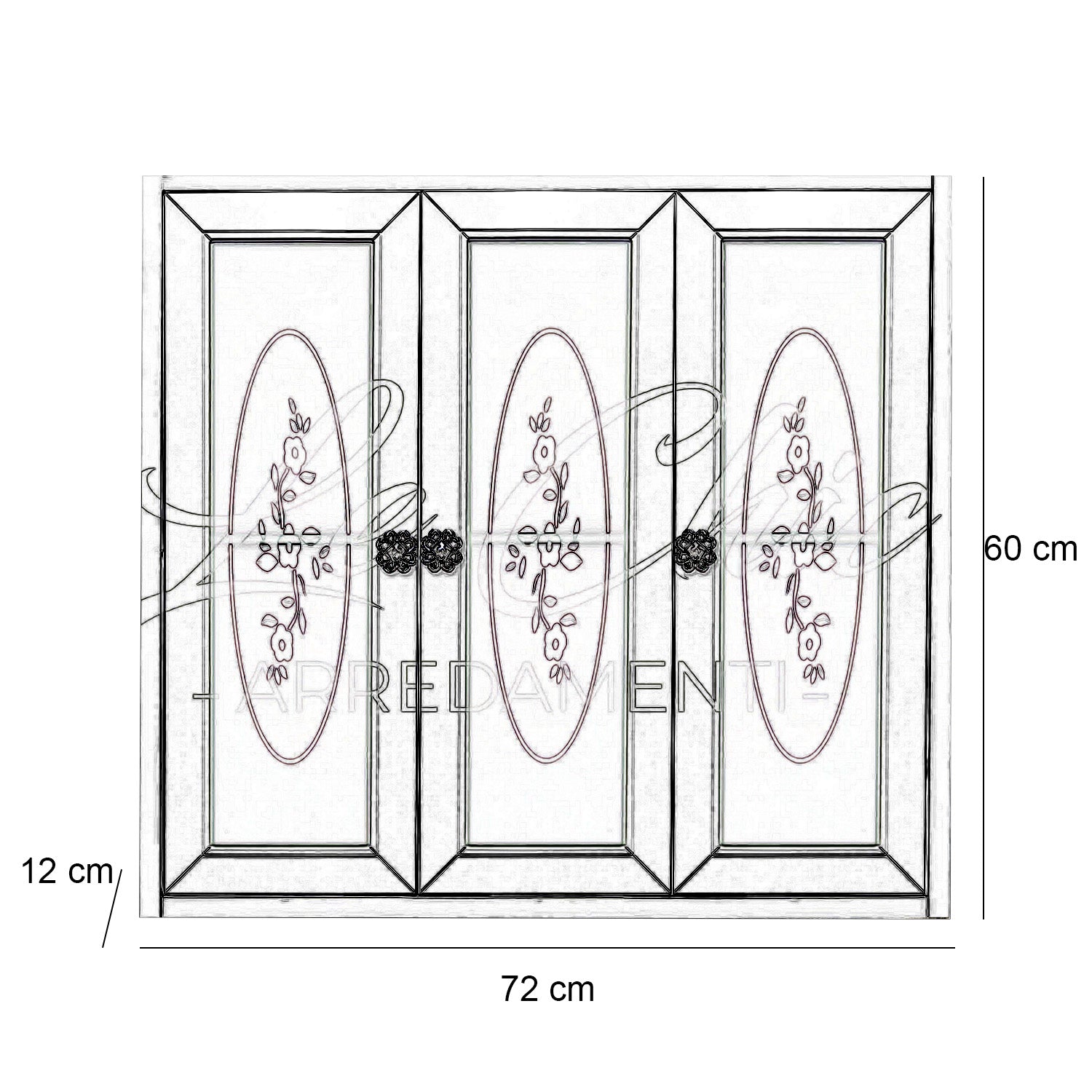 Pensile finitura bianco shabby chic a 3 ante