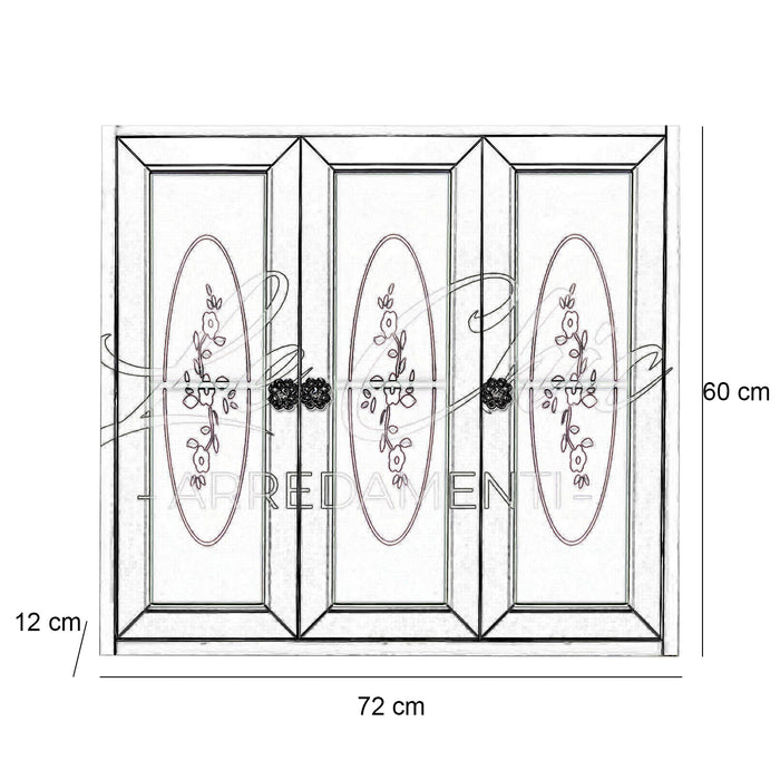 Pensile finitura bianco shabby chic a 3 ante