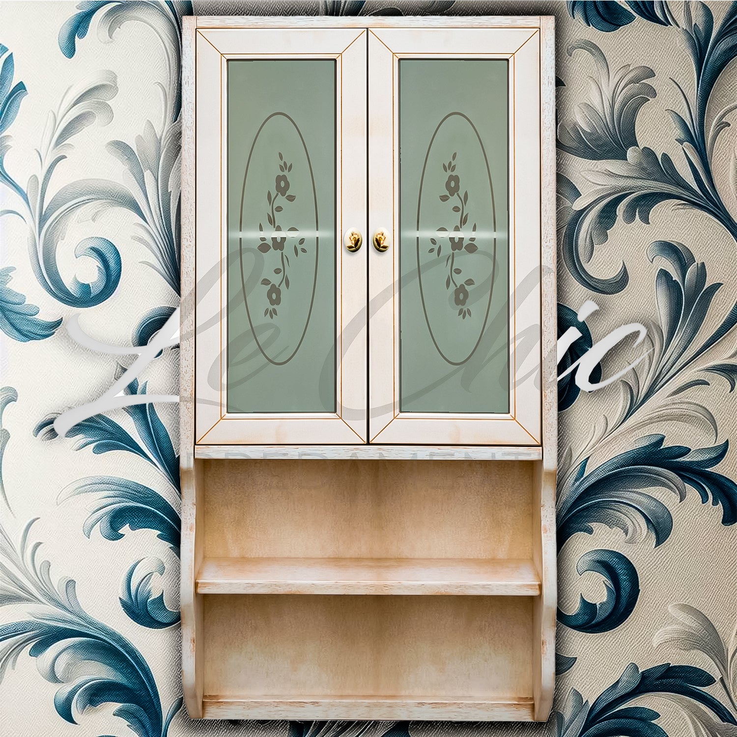 Pensile colore avorio decapè a doppia anta bagno multiuso