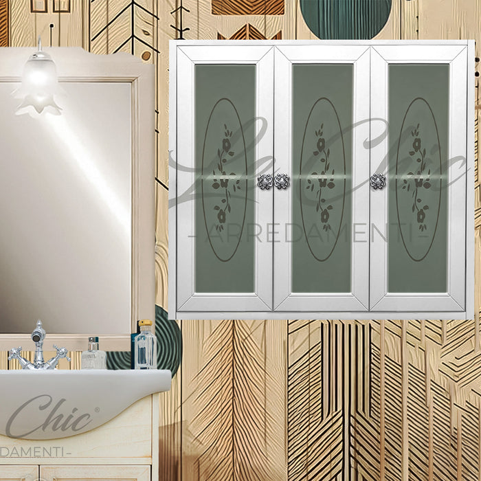Pensile finitura bianco shabby chic a 3 ante